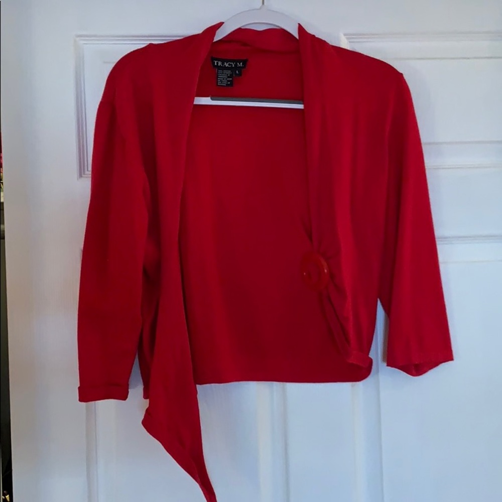 Red Sweater with Large Button